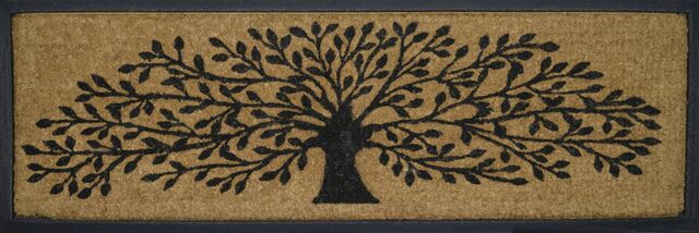 Coir mat with rubber back and a tree of life print